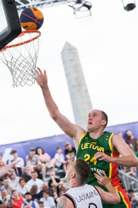 June 6, 2026, Warsaw, Masovian Voivodeship, Poland: Lithuania s AURELIJUS PUKELIS (24) in action during a FIBA 3x3 Basketball World Cup men s quarter-final game between Latvia and Lithuania in Warsaw, Poland. Basketball 2026: FIBA 3x3 World Cup Men s Quarterfinal: Latvia 22:13 Lithuania  - ZUMAk204 20260606_zip_k204_059 Copyright: xRomanxKozielx