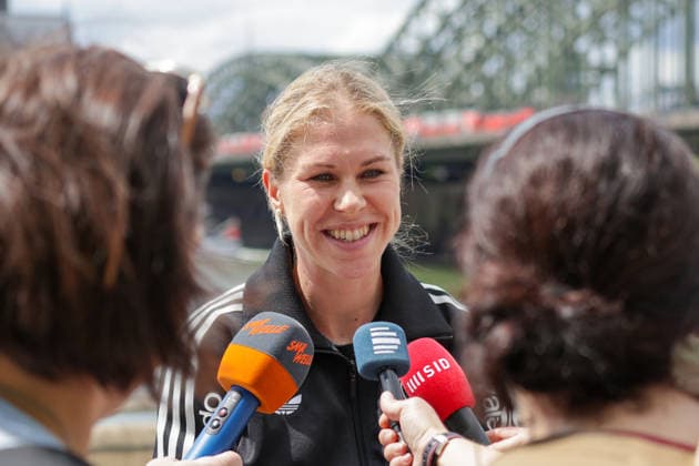 06 06 2026, xgrfx, Football DFB Media Dates, German Womens National Team Training v l Rebecca Knaak in Interview German Womens National Team DFL DFB REGULATIONS PROHIBIT ANY USE OF PHOTOGRAPHS as IMAGE SEQUENCES and or QUASI VIDEO Cologne