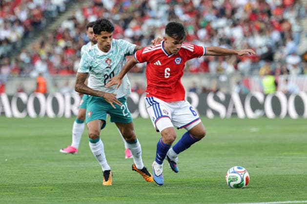 Friendly match Portugal Chile, at Estadio Nacional do Jamor city of Oeiras Portugal, June 6, 2026, Oeiras, Portugal Joao Cancelo Portugal ,20 , Vicente Pizarro Chile,6 Copyright: HMBxMedia FernandoxSoares