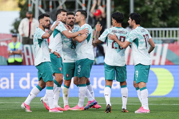 Friendly match Portugal Chile, at Estadio Nacional do Jamor city of Oeiras Portugal, June 6, 2026, Oeiras, Portugal Portugal celebrates the 1 0 lead through Goncalo Guedes Portugal ,19 Copyright: HMBxMedia FernandoxSoares