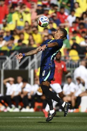 CLEVELAND, USA - JUNE 06: Raphinha of Brazil controls the ball during an International Friendly, Länderspiel, Nationalmannschaft match in preparation for the upcoming 2026 FIFA World Cup, WM, Weltmeisterschaft, Fussball between Brazil and Egypt (Photo by Rebekah Wynkoop SPP)  Copyright: xRebekahxWynkoop SPPx Sportspressphoto_SPR162318