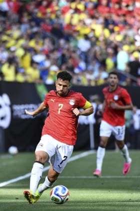 CLEVELAND, USA - JUNE 06: Trézéguet of Eygpt controls the ball during an International Friendly, Länderspiel, Nationalmannschaft match in preparation for the upcoming 2026 FIFA World Cup, WM, Weltmeisterschaft, Fussball between Brazil and Egypt (Photo by Rebekah Wynkoop SPP)  Copyright: xRebekahxWynkoop SPPx Sportspressphoto_SPR162328