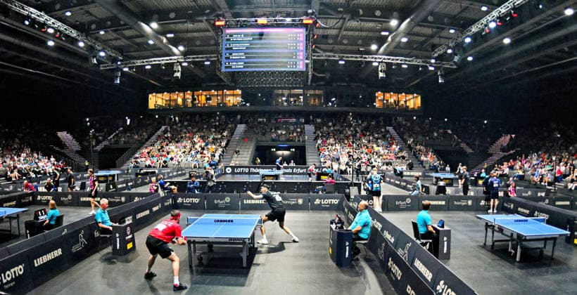On the penultimate day of the title fights with all the German stars he German table tennis championships, Messehalle 1 in Erfurt was almost sold out 94 German mens and womens championships as part of the LOTTO Thüringen TT Finals at Messe Erfurt 6 June On the penultimate day of the title fights with all the top stars, Messehalle 1 in Erfurt was almost sold out Erfurt Messe Erfurt Thüringen Germany