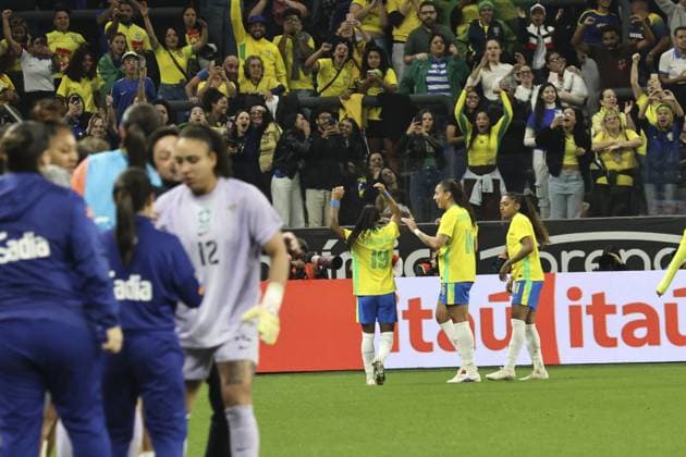 RECORD DATE NOT STATED Brazil faces the United States at the Neo Quimica Arena in Sao Paulo. Sao Paulo (SP), 06 06 2026 Football Brazilian women s national teams USA International Friendly, Länderspiel, Nationalmannschaft Taina Maranhao of Brazil scores and celebrates her goal in a match between the national teams of Brazil and the United States during an international friendly, held at the Neo Quimica Arena, in Sao Paulo, this Saturday (6).(Foto: Leco Viana Thenews2 imago images) SPO  Copyright: xLecoxVianax