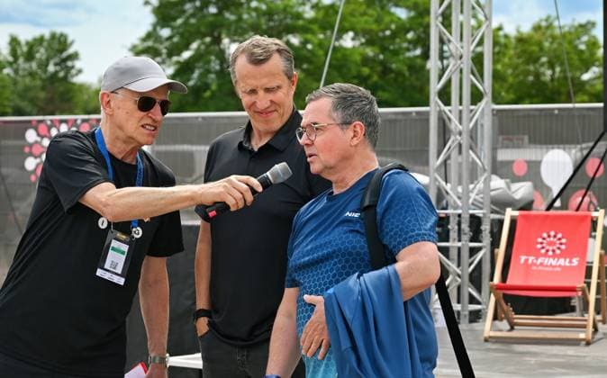 The 1st German Outdoor Table Tennis Championships were opened by ZDF presenter Norbert König and the 1989 doubles world champions Jörg Roßkopf and Steffen Fetzner The 1st German Outdoor Table Tennis Championships as part of the LOTTO Thüringen TT Finals at Messe Erfurt 6 June The first title fights of the outdoor communities were opened by ZDF presenter Norbert König and Germanys 1989 table tennis world champions, the current mens national coach Jörg Roßkopf and Steffen Fetzner right Erfurt Messe Erfurt Thuringia Germany