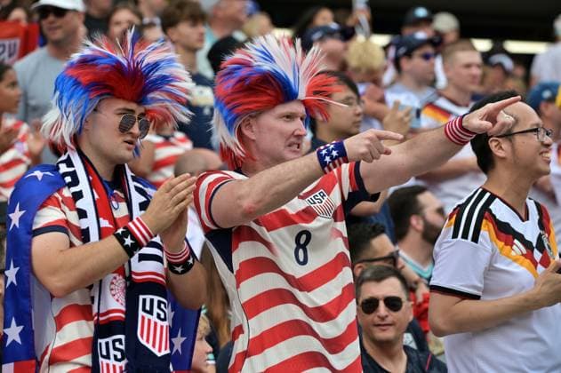 USA v Germany - International Friendly, Länderspiel, Nationalmannschaft CHICAGO, ILLINOIS - June 6, 2026: United States fans show their support with spirited attire and enthusiasm in the stands during the international friendly match against Germany at Soldier Field in Chicago on June 6, 2026. Jacek Boczarski Anadolu Chicago United States. Editorial use only. Please get in touch for any other usage.  Copyright: x2026xAnadoluxJacekxBoczarskix
