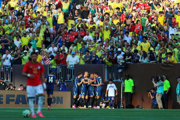 SOCCER 2026: Egypt Vs Brazil JUN 6 June 6, 2026: Brazil celebrates after scoring a goal during the second half of the International Friendly, Länderspiel, Nationalmannschaft soccer match between Egypt and Brazil at Huntington Bank Field in Cleveland, Ohio. Brian Fisher CSM (Credit Image: Â Brian Fisher Cal Media) Cleveland Ohio United States of America EDITORIAL USE ONLY Copyright: xx ZUMA-20260606_zma_c04_062.jpg BrianxFisherx csmphotothree493357