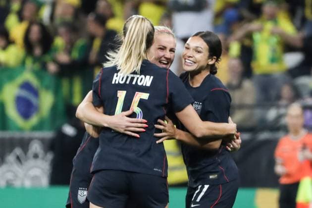 International Friendly, Länderspiel, Nationalmannschaft match between Brazil and the United States in Sao Paulo Sao Paulo, SP. 06.06.2026 - Brazil-USA - Sophia Wilson of the United States celebrates her goal during an international friendly against the Brazilian women s national team, Nationalteam at the Neo Quimica Arena, in the east zone of Sao Paulo, this Saturday, June 6, 2026. Sao Paulo Sao Paulo BRAZIL Copyright: xMarinaxUezimax