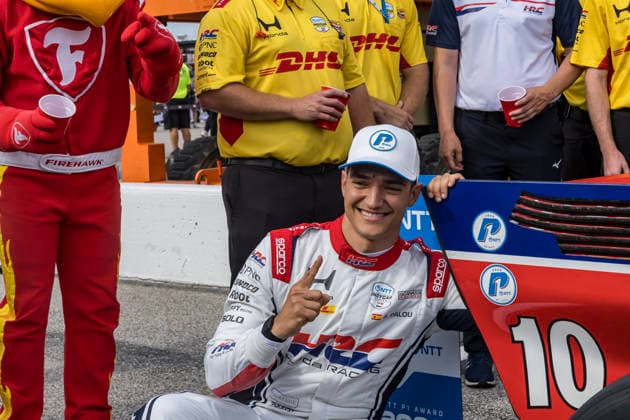 June 6, 2026, Madison, Illinois, USA: IndyCar, Indy Car, IRL, USA SERIES driver, ALEX PALOU (10) (ESP) of Barcelona, Spain, wins the pole award for the Bommarito Automotive Group 500 at World Wide Technology Raceway in MADISON, Illinois, USA. INDYCAR SERIES: June 06, 2026: Bommarito Automotive Group 500: Alex Palou - ZUMAa161 20260606_aaa_a161_012 Copyright: xStevexScaglione GMGx