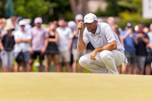 June 6, 2026, Dublin, Ohio, U.S: Scottie Scheffler lines up a putt from the 7th green during the third round of The Memorial Tournament at Muirfield Village Golf Club, Dublin, Ohio. PGA, Golf Herren Tour 2026 - The Memorial Tournament - Third Round  - ZUMAs304 20260606_zaf_s304_131 Copyright: xScottxStuartx