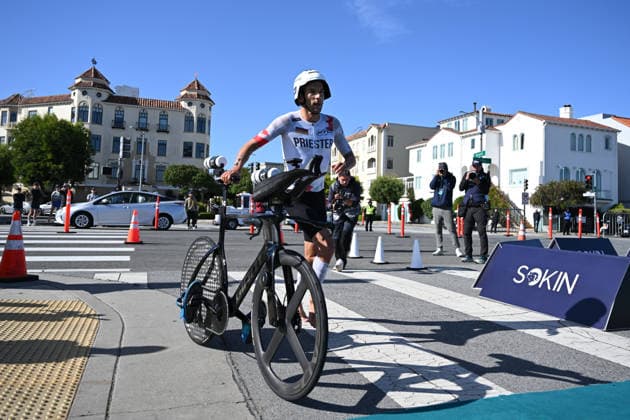 Sokin Escape From Alcatraz Triathlon - T100 San Francisco 2026 SAN FRANCISCO, CA - JUNE 6: Lasse Nygaard Priester wins second place during The Sokin Escape From Alcatraz Triathlon at Marina Blvd in San Francisco, California, United States on June 6, 2026. Tayfun Coskun Anadolu California United States. Editorial use only. Please get in touch for any other usage.  Copyright: x2026xAnadoluxTayfunxCoskunx
