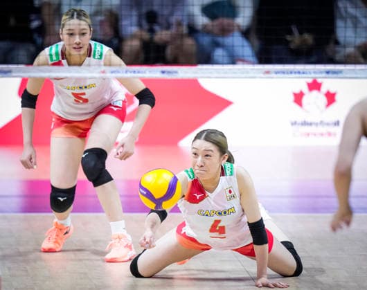 Team Japan Mayu Ishikawa returns a shot against Team Germany during their womens Volleyball Nations League (VNL) match on June 6, 2026 in Quebec City, Canada. Noxthirdxpartyxsales  aflo_333529623 MathieuxBelangerx