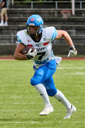 German Football League GFL , Munich Cowboys vs Allgäu Comets, Munich Cowboys, Allgäu Comets, 2026 06 06 in München Städtisches Stadion an der Dantestraße Dantestation QUIGLEY Gabriel Allgäu Comets WR Nr7 ALC7 sportworld München Städtisches Stadion an der Dant Bayern Germany