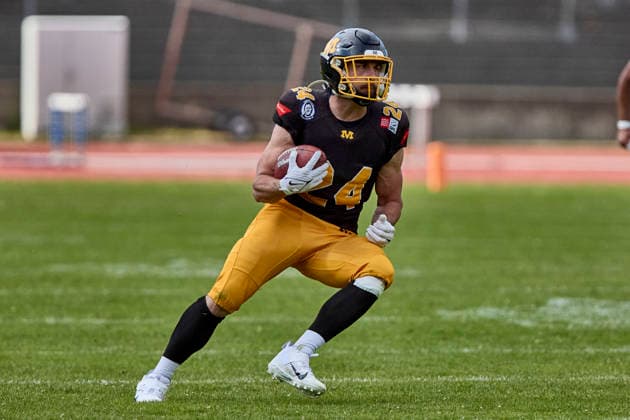 German Football League GFL , Munich Cowboys vs Allgäu Comets, Munich Cowboys, Allgäu Comets, 2026 06 06 in München Städtisches Stadion an der Dantestraße Dantestation OTHMANN KHALDUN Mustafa Munich Cowboys Running Back RB Nr24 MUC24 sportworld München Städtisches Stadion an der Dant Bayern Germany