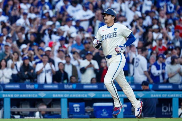 MLB, Baseball Herren, USA - Los Angeles Dodgers vs Anaheim Angels Dodgers designated hitter Shohei Ohtani scores a run during the first inning of an MLB game between the Los Angeles Dodgers and the Anaheim Angels at Uniqlo Field in Dodger Stadium in Los Angeles, California, USA, 06 June 2026. LOS ANGELES CALIFORNIA UNITED STATES  Copyright: xCHRISxTORRESx