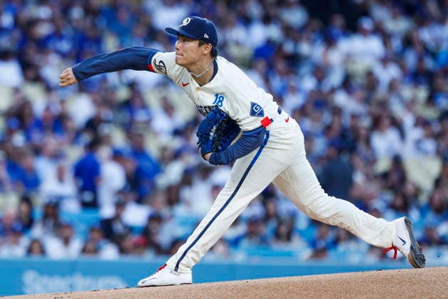 MLB, Baseball Herren, USA - Los Angeles Dodgers vs Anaheim Angels Dodgers pitcher Yoshinobu Yamamoto throws a pitch during the first inning of an MLB game between the Los Angeles Dodgers and the Anaheim Angels at Uniqlo Field in Dodger Stadium in Los Angeles, California, USA, 06 June 2026. LOS ANGELES CALIFORNIA UNITED STATES  Copyright: xCHRISxTORRESx