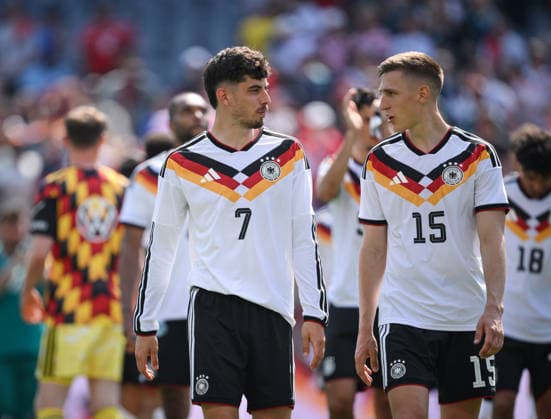 Football World Cup 2026 test match in Chicago 06 06 2026 USA Germany Kai Havertz left, Germany and Nico Schlotterbeck right, Germany after the match