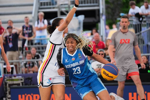 June 6, 2026, Warsaw, Masovian Voivodeship, Poland: Germany s LAURA ZOLPER (4) and Azerbaijan s ARICA CARTER (23) in action during a FIBA 3x3 Basketball World Cup women s quarter-final game between Germany and Azerbaijan in Warsaw, Poland. Basketball 2026: FIBA 3x3 World Cup Women s Quarterfinal: Azerbaijan 18:16 Germany  - ZUMAk204 20260606_zip_k204_079 Copyright: xRomanxKozielx