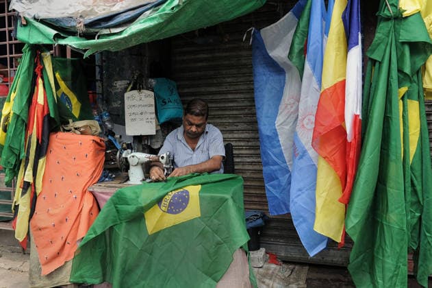 National Football Teams Production in Bangladesh An artisan manufacturing a flag of Brazil national football team for sale ahead 2026 FIFA World Cup, WM, Weltmeisterschaft, Fussball Football tournament. on June 6, 2026 in Chattogram, Bangladesh. Chattogram Chittagong Bangladesh Copyright: xMdxRafayatxHaquexKhanx