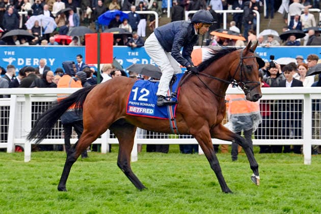 06 06 2026, Epsom, Surrey, GBR Pierre Bonnard with Christophe Soumillon Epsom Downs racecourse Horse, Jockey, Pierre Bonnard, Soumillon, Gallop 260606C727EPSOM JPG