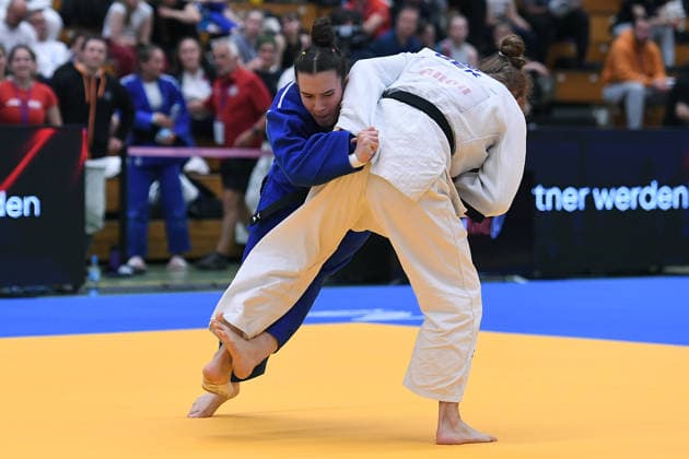 German Judo Championship 2026 on 06 06 2026 in the sports hall on Krefelder Straße in Duisburg Final Women 63KG Sara Joy Bauer white Bettina Bauer blue xRx