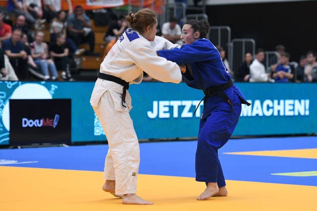 German Judo Championship 2026 on 06 06 2026 in the sports hall on Krefelder Straße in Duisburg Final Women 63KG Sara Joy Bauer white Bettina Bauer blue xRx