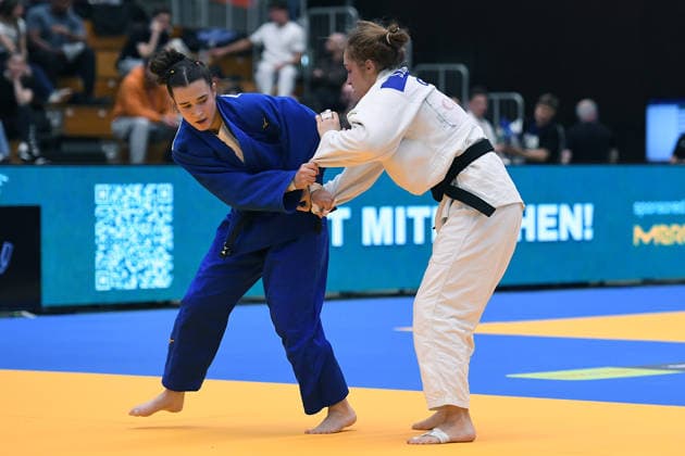German Judo Championship 2026 on 06 06 2026 in the sports hall on Krefelder Straße in Duisburg Final Women 63KG Sara Joy Bauer white Bettina Bauer blue xRx