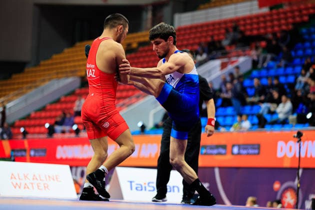 Wrestling Ranking Series Ulaanbaatar Open 57kg FS Musa Mekhtikhanov RUS df Merey Bazarbayev KAZ Copyright: xKostadinxAndonovx xUnitedxWorldxWrestlingx Kostadin Andonov United World Wrestling