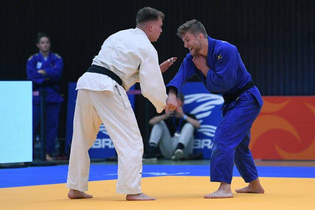 German Judo Championship 2026 on 06 06 2026 in the sports hall on Krefelder Straße in Duisburg Men 81KG Tom Droste white Peter Thomas blue xRx