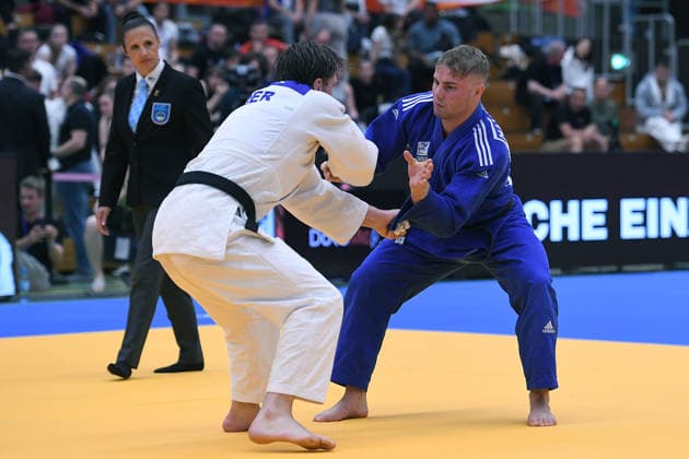 German Judo Championship 2026 on 06 06 2026 in the sports hall on Krefelder Straße in Duisburg Mens final 81KG Dominic Ressel white Maxim Malsch blue xRx