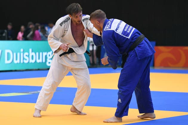 German Judo Championship 2026 on 06 06 2026 in the sports hall on Krefelder Straße in Duisburg Mens final 81KG Dominic Ressel white Maxim Malsch blue xRx