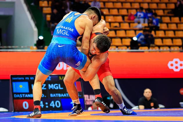Wrestling Ranking Series Ulaanbaatar Open 65kg FS Ossimzhan Dastanbek KAZ df Gantulga Batbaatar MGL Copyright: xKostadinxAndonovx xUnitedxWorldxWrestlingx Kostadin Andonov United World Wrestling