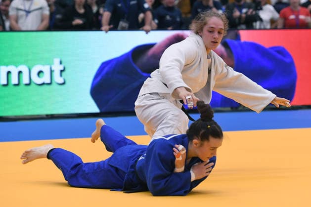 German Judo Championship 2026 on 06 06 2026 in the sports hall on Krefelder Straße in Duisburg Final Women 63KG Sara Joy Bauer white Bettina Bauer blue xRx