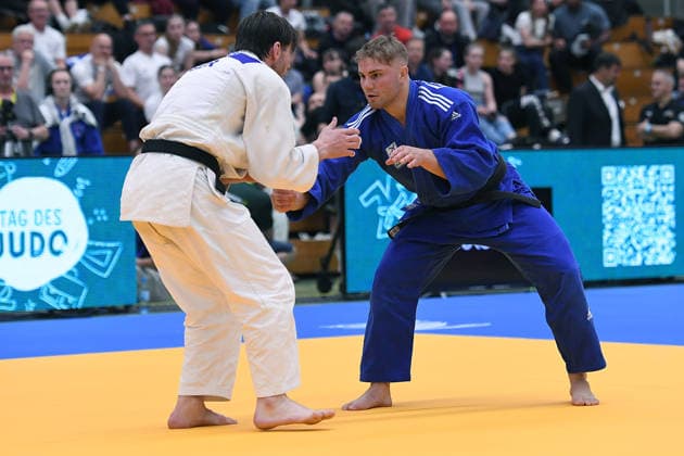 German Judo Championship 2026 on 06 06 2026 in the sports hall on Krefelder Straße in Duisburg Mens final 81KG Dominic Ressel white Maxim Malsch blue xRx