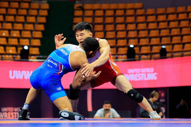Wrestling Ranking Series Ulaanbaatar Open 65kg FS Rahman Mousa Amouzadkhalili IRI df Kwang Jin Kim PRK Copyright: xKostadinxAndonovx xUnitedxWorldxWrestlingx Kostadin Andonov United World Wrestling