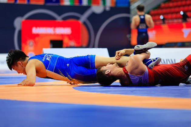 Wrestling Ranking Series Ulaanbaatar Open 70kg FS Magomed Emi Eltemirov RUS df Zandanbat Batsaikhan MGL Copyright: xKostadinxAndonovx xUnitedxWorldxWrestlingx Kostadin Andonov United World Wrestling