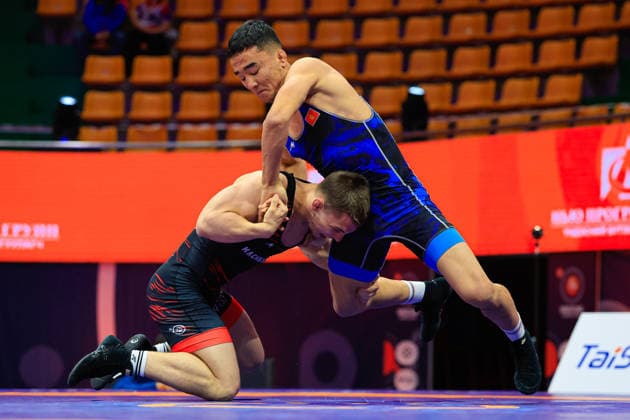 Wrestling Ranking Series Ulaanbaatar Open 70kg FS Rustamzhan Kakharov KGZ df Rodion Anchugin KAZ Copyright: xKostadinxAndonovx xUnitedxWorldxWrestlingx Kostadin Andonov United World Wrestling