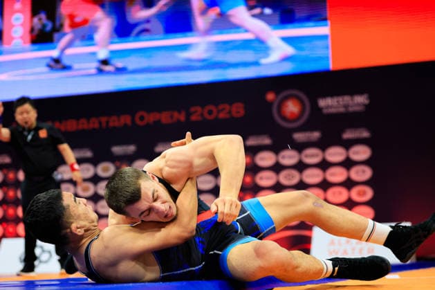 Wrestling Ranking Series Ulaanbaatar Open 70kg FS Rustamzhan Kakharov KGZ df Rodion Anchugin KAZ Copyright: xKostadinxAndonovx xUnitedxWorldxWrestlingx Kostadin Andonov United World Wrestling