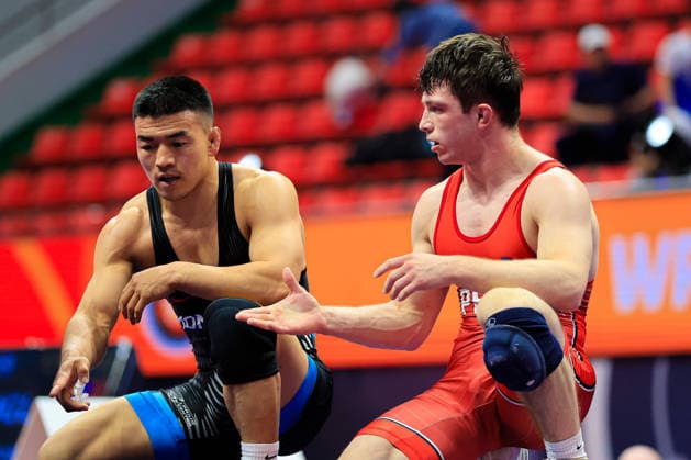 Wrestling Ranking Series Ulaanbaatar Open 70kg FS Tulga Tumur Ochir MGL df Cross Michael Wasilewski USA Copyright: xKostadinxAndonovx xUnitedxWorldxWrestlingx Kostadin Andonov United World Wrestling