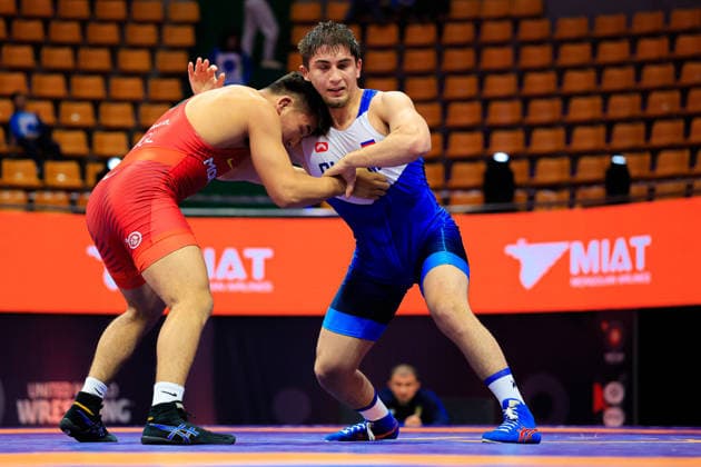 Wrestling Ranking Series Ulaanbaatar Open 79kg FS Ismail Khaniev RUS df Khangaibayar Ganbold MGL Copyright: xKostadinxAndonovx xUnitedxWorldxWrestlingx Kostadin Andonov United World Wrestling