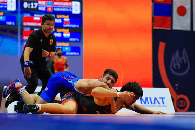 Wrestling Ranking Series Ulaanbaatar Open 79kg FS Mahdi Mohammad Yousefihajivar IRI df Nurdaulet Kuanyshbay KAZ Copyright: xKostadinxAndonovx xUnitedxWorldxWrestlingx Kostadin Andonov United World Wrestling