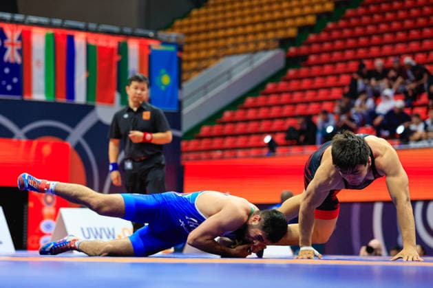 Wrestling Ranking Series Ulaanbaatar Open 79kg FS Mahdi Mohammad Yousefihajivar IRI df Nurdaulet Kuanyshbay KAZ Copyright: xKostadinxAndonovx xUnitedxWorldxWrestlingx Kostadin Andonov United World Wrestling