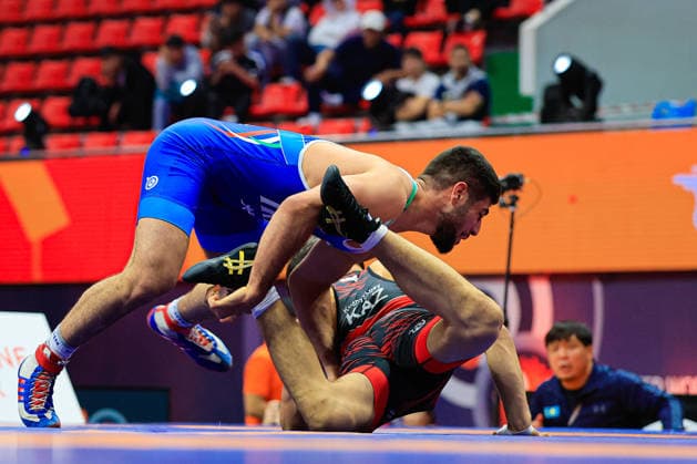 Wrestling Ranking Series Ulaanbaatar Open 79kg FS Mahdi Mohammad Yousefihajivar IRI df Nurdaulet Kuanyshbay KAZ Copyright: xKostadinxAndonovx xUnitedxWorldxWrestlingx Kostadin Andonov United World Wrestling