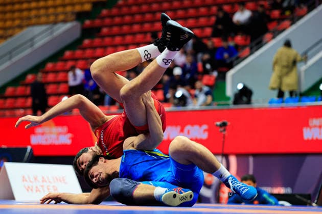 Wrestling Ranking Series Ulaanbaatar Open 79kg FS Shamsat Tair KAZ df Bekzat Rakhimov KGZ Copyright: xKostadinxAndonovx xUnitedxWorldxWrestlingx Kostadin Andonov United World Wrestling