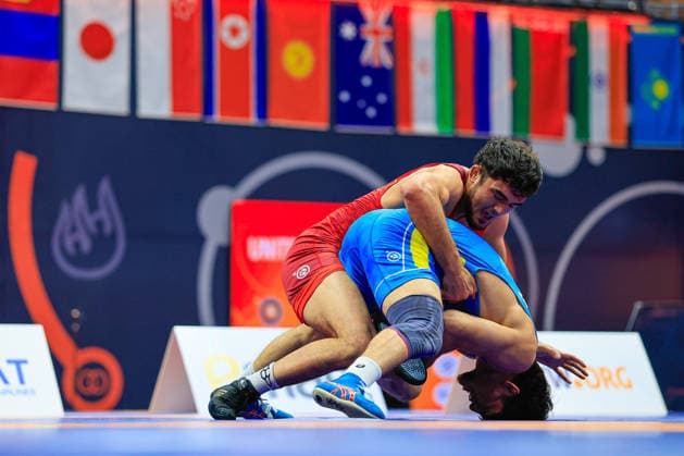 Wrestling Ranking Series Ulaanbaatar Open 79kg FS Shamsat Tair KAZ df Bekzat Rakhimov KGZ Copyright: xKostadinxAndonovx xUnitedxWorldxWrestlingx Kostadin Andonov United World Wrestling