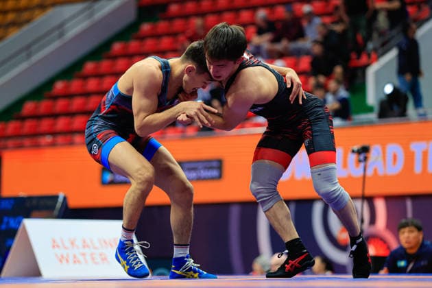 Wrestling Ranking Series Ulaanbaatar Open 61kg FS Adilet Almukhamedov KAZ df Georgii Okorokovv AUS Copyright: xKostadinxAndonovx xUnitedxWorldxWrestlingx Kostadin Andonov United World Wrestling
