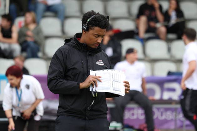 RECORD DATE NOT STATED Jaycee Krieg (Düsseldorf Panther, Headcoach), Düsseldorf Panther vs Regensburg Phoenix, American Football, GFL, German Football League, Season 2022, Week 5, 06.06.2026, Photo: Foot Bowl Klaus Sack Düsseldorf Stadion VfL Benrath Deutschland Copyright: xFootxBowl KlausxSackx