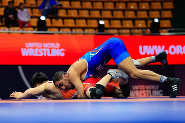 Wrestling Ranking Series Ulaanbaatar Open 65kg FS Rahman Mousa Amouzadkhalili IRI df Kwang Jin Kim PRK Copyright: xKostadinxAndonovx xUnitedxWorldxWrestlingx Kostadin Andonov United World Wrestling