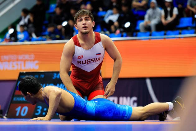 Wrestling Ranking Series Ulaanbaatar Open 79kg FS Ismail Khaniev RUS df Suldkhuu Olonbayar MGL Copyright: xKostadinxAndonovx xUnitedxWorldxWrestlingx Kostadin Andonov United World Wrestling