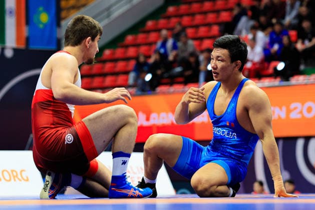 Wrestling Ranking Series Ulaanbaatar Open 79kg FS Ismail Khaniev RUS df Suldkhuu Olonbayar MGL Copyright: xKostadinxAndonovx xUnitedxWorldxWrestlingx Kostadin Andonov United World Wrestling